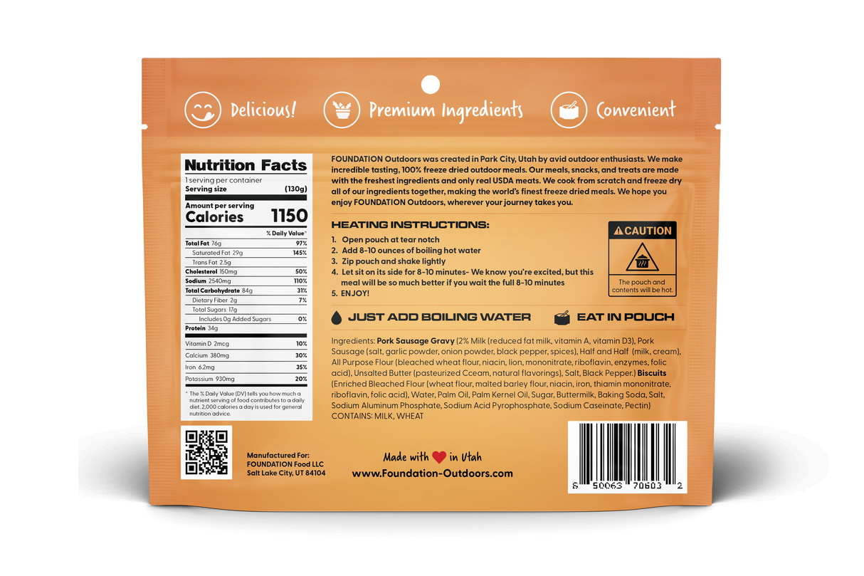 FOUNDATION Outdoors Biscuits & Gravy Meal