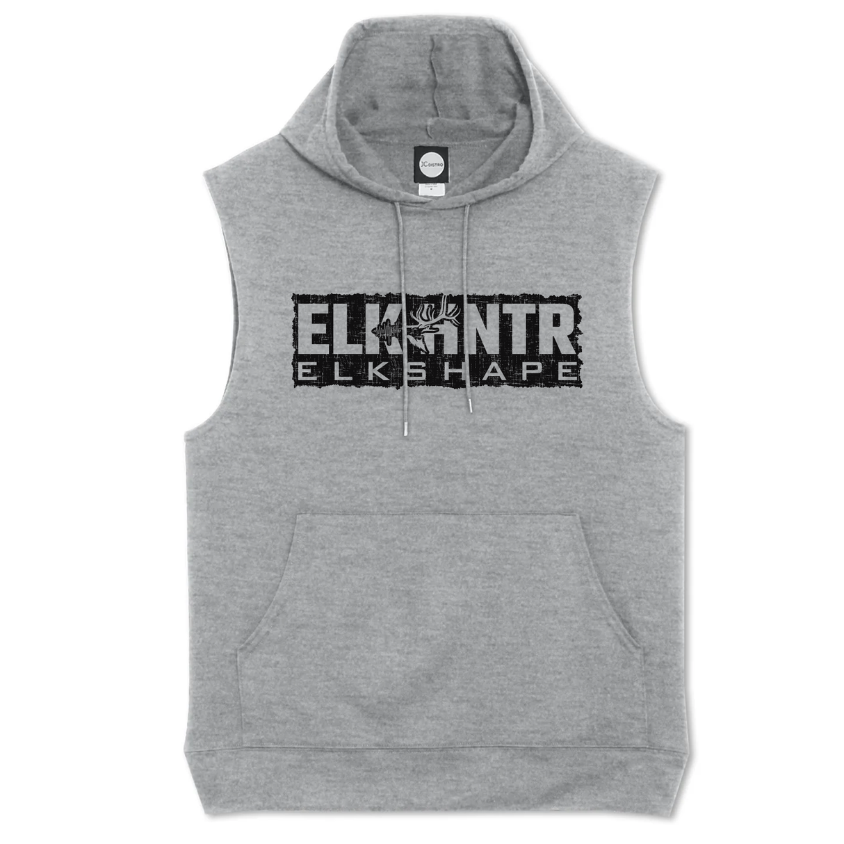 ElkShape Distress Badge Sleeveless Hoodie