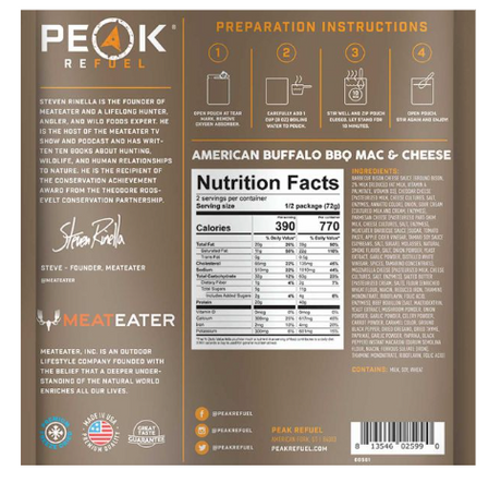 PEAK REFUEL STEVEN RINELLA SIGNATURE BUFFALO BBQ MAC N CHEESE MEAL